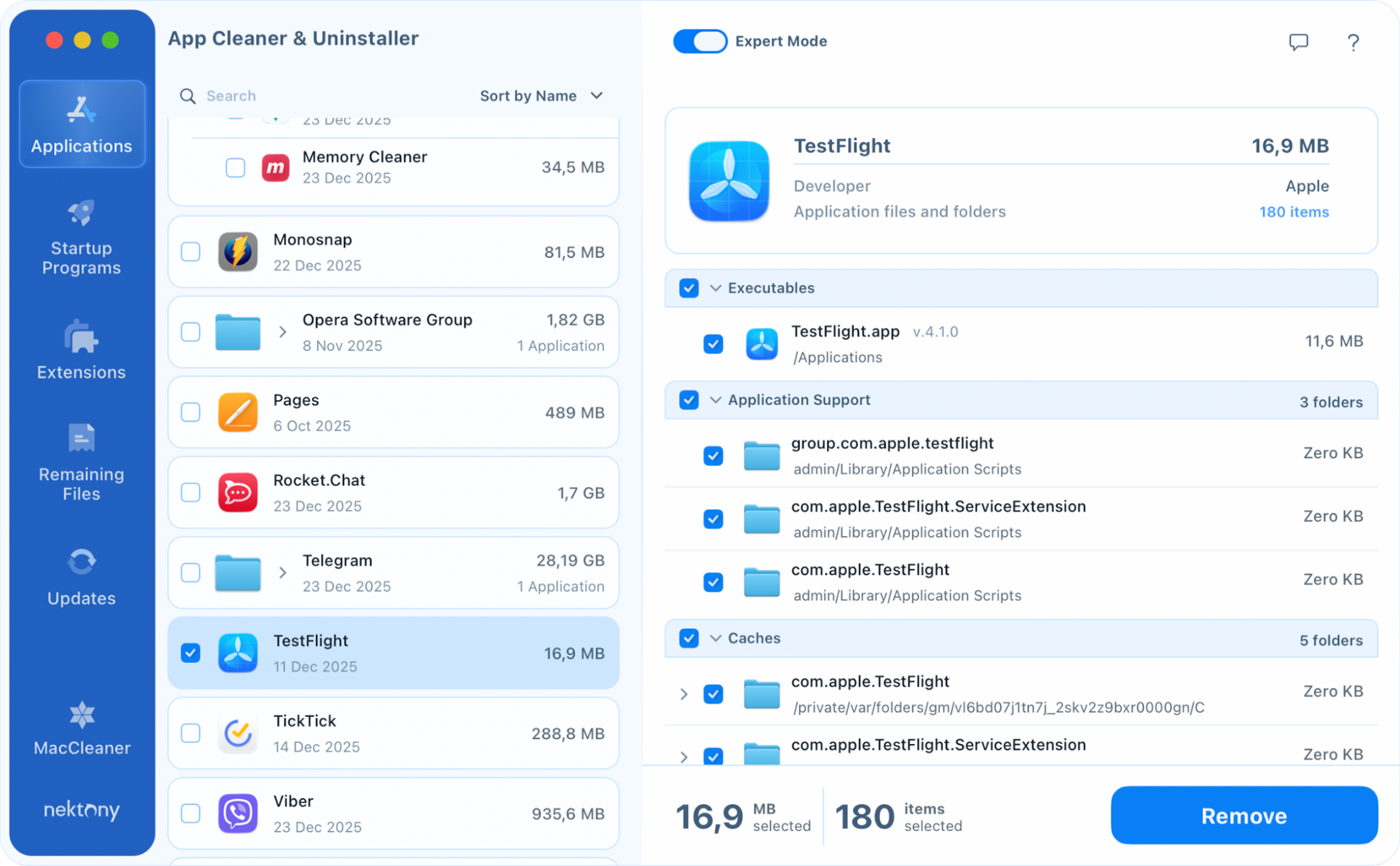 app cleaner uninstaller select app