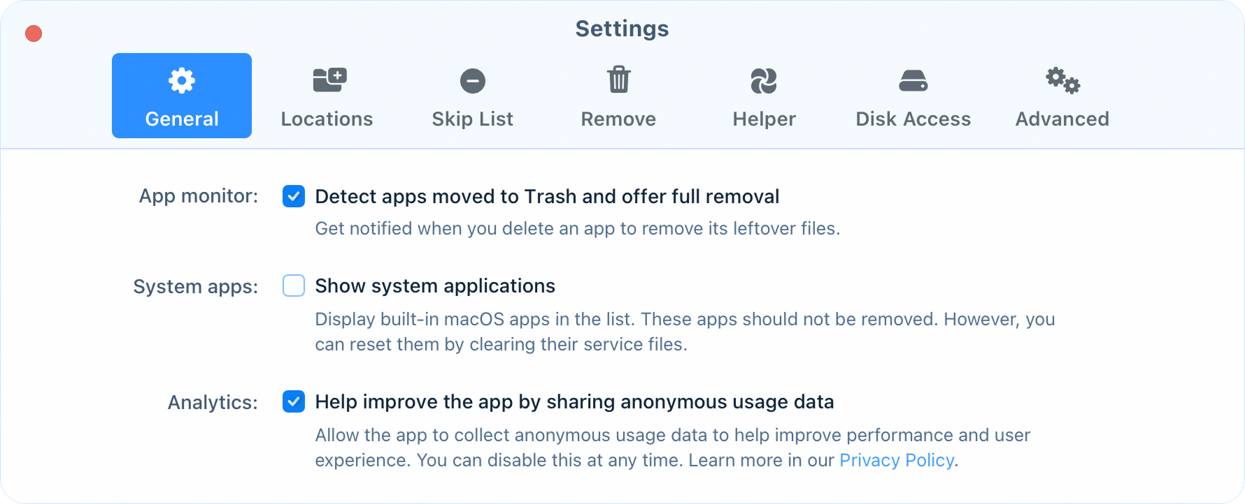 app cleaner uninstaller preferences