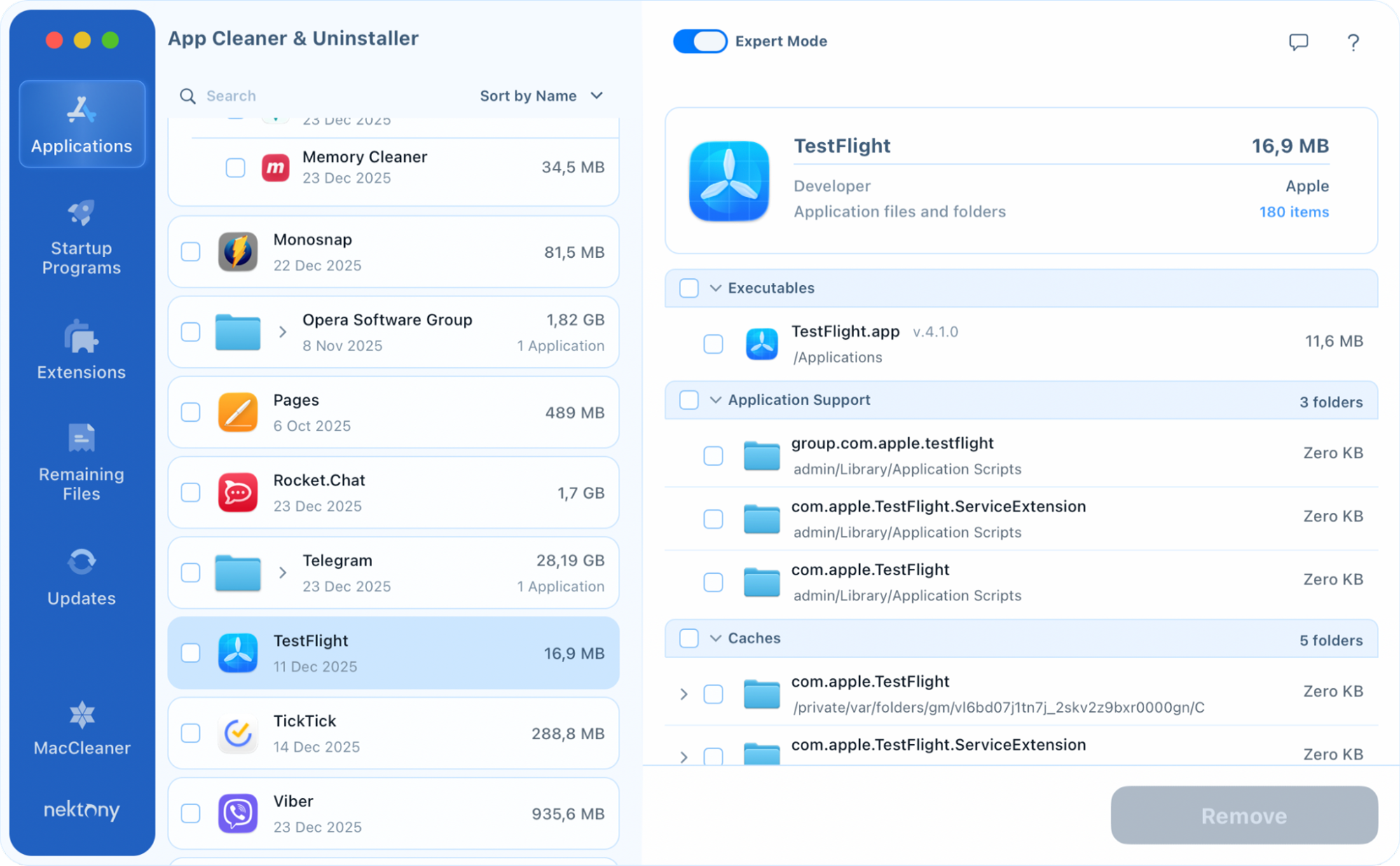 app cleaner uninstaller select app