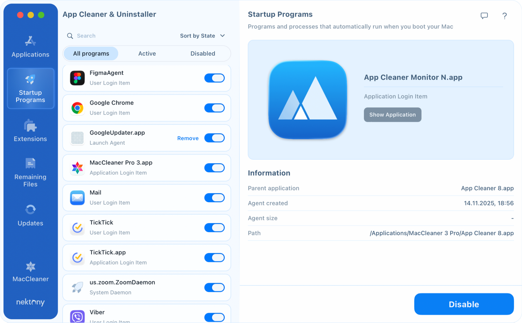 app cleaner uninstaller startup programs