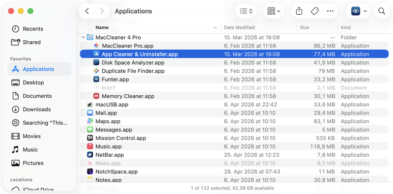 App Cleaner & Uninstaller open in the Applications folder