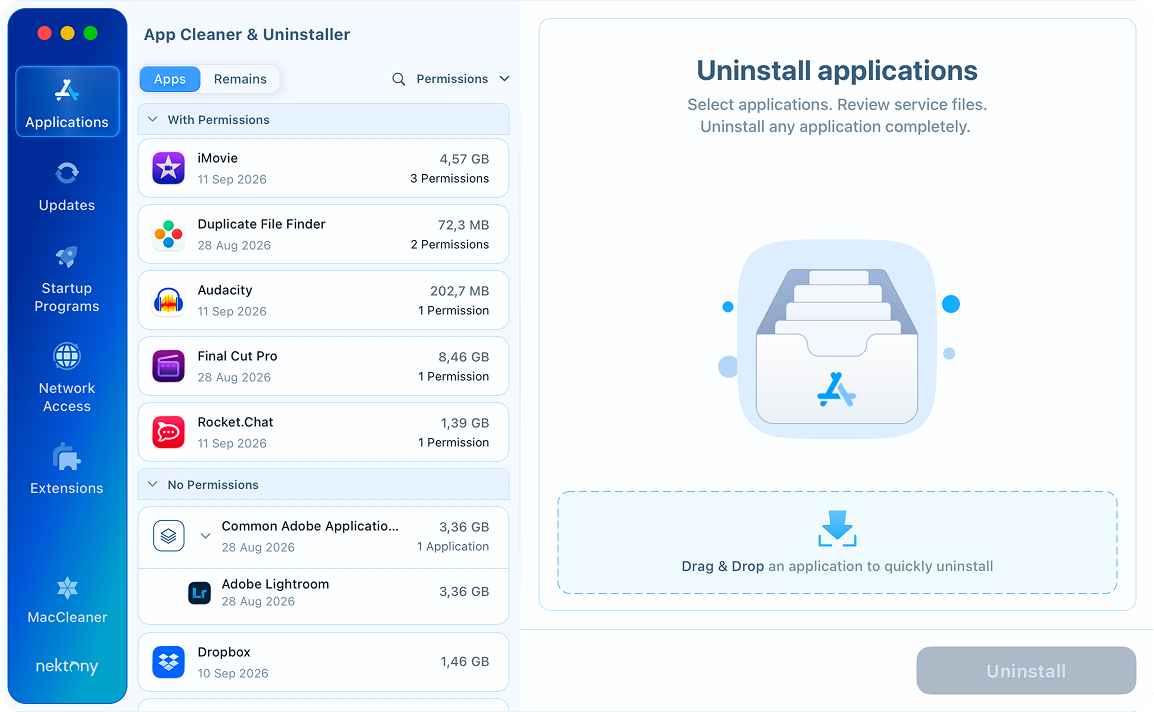 Applications tab